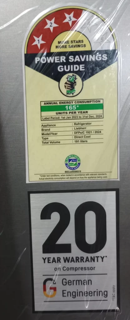 20-Year Warranty on the compressor 